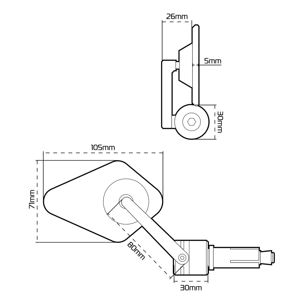 Oxford Arrow 360 Bar End Mirror