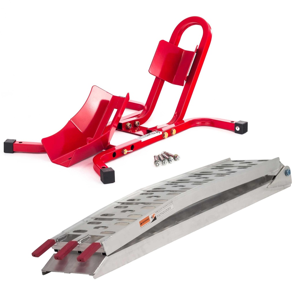 [UBRRAMPRWCHK/AKN] Warrior Motorcycle Loading Ramp and Wheel Chock Combo