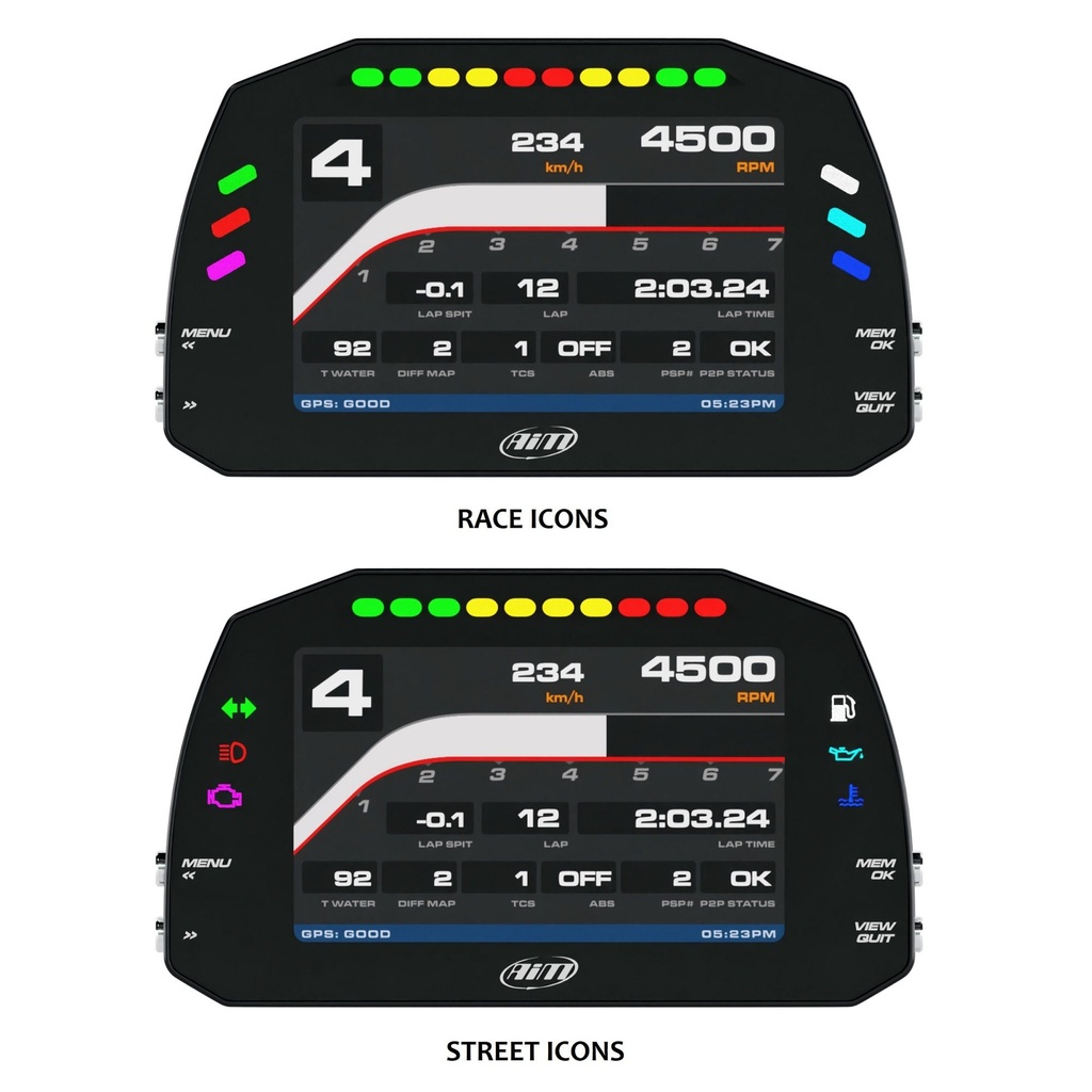 [1138043-1682035] AIM MXS 1.3 Strada Dash (5" Colour TFT Display) (CAN, Street Icons)