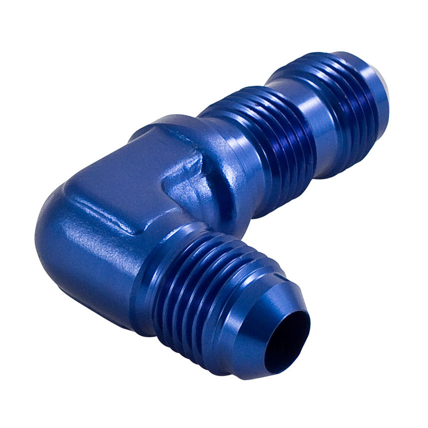[268291-2290552] Automotive Plumbing Solutions Male To Male 90 Degree Bulkhead Adaptor JIC Thread (Black, -3 JIC (3/8 x 24))