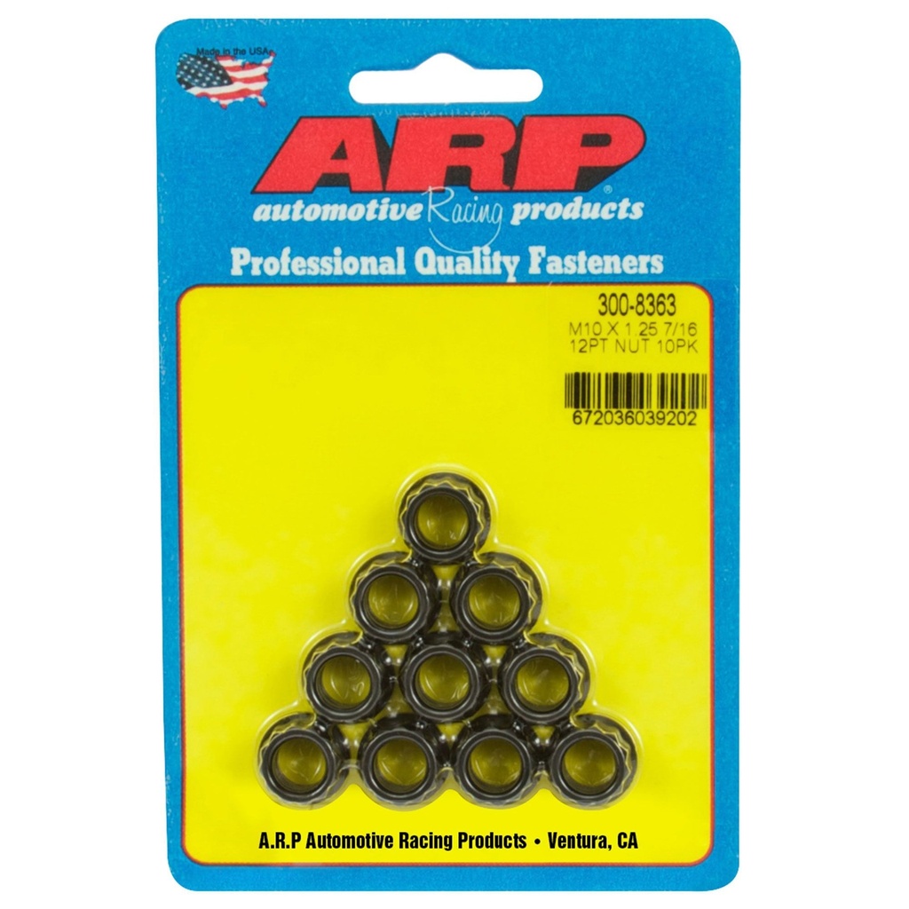 [1034764-1492763] ARP Metric High Tensile Nuts - 12 Point (M8 x 1.25mm, 10 Pack, 10mm)