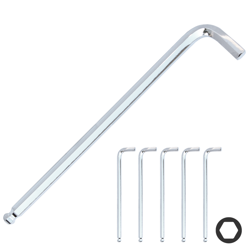 [SP34961] KEY SET - SAE HEX CHROME BALL DRIVE - 1/4" (PK5)