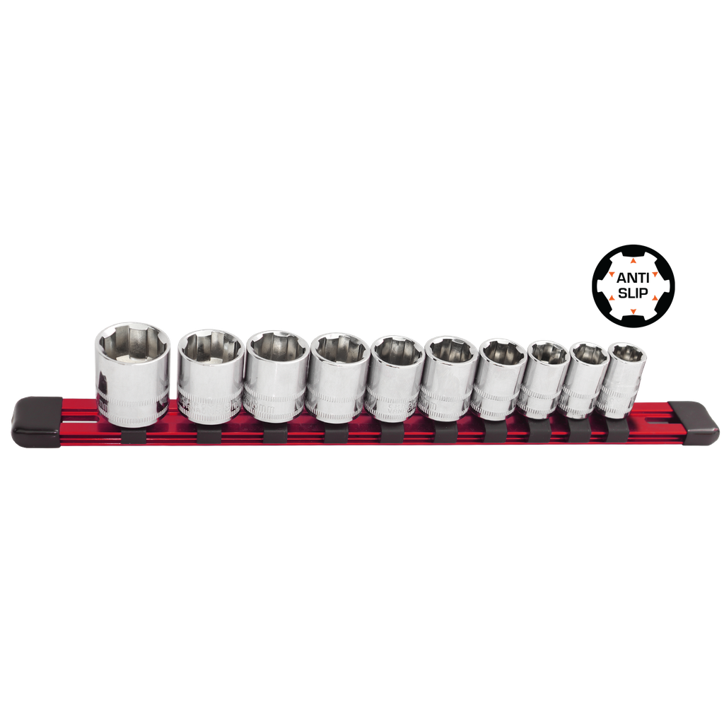 [SP33015] XTREME GRIP SOCKET 1/4"DR 10PC SAE 3/16"-9/16"