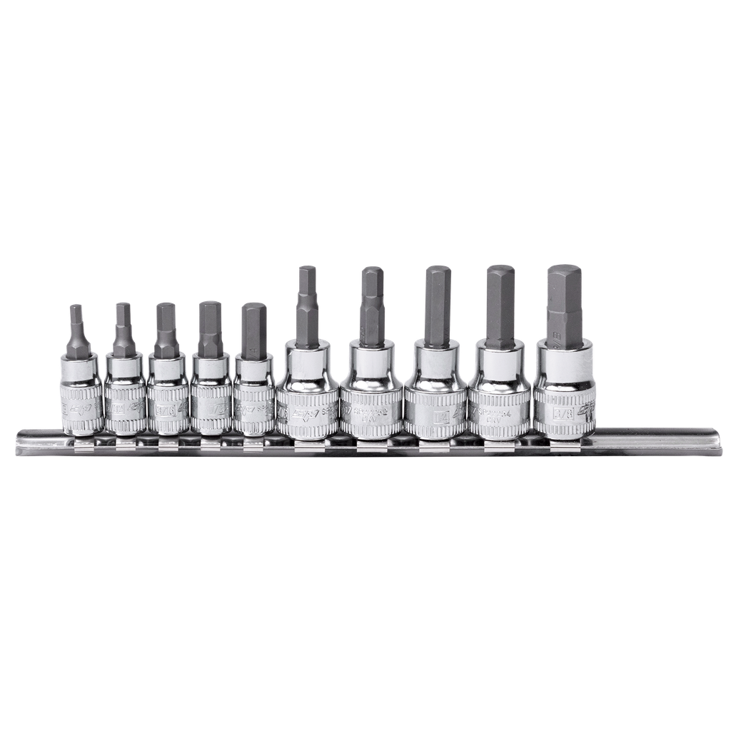 [SP20546] SOCKET RAIL 1/4" & 3/8"DR 10PC INHEX SAE