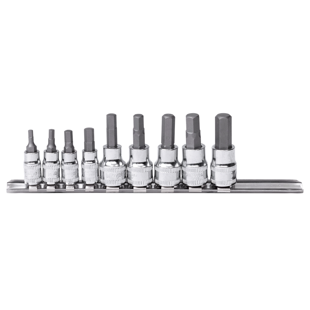 [SP20545] SOCKET RAIL 1/4" & 3/8"DR 9PC INHEX METRIC