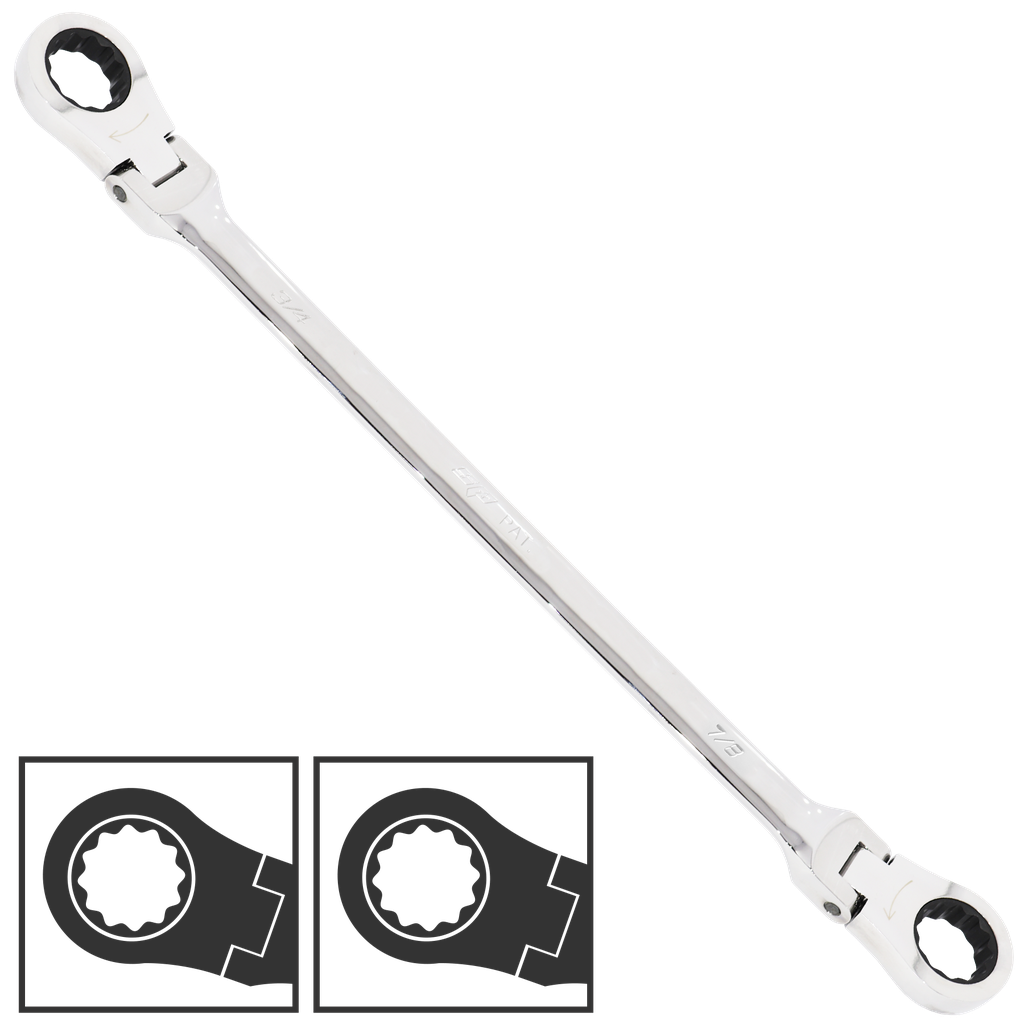 [SP17956] SPANNER EX LONG FLEX DOUBLE RING STAND OUT GEARDRIVE 5/8X11/16"