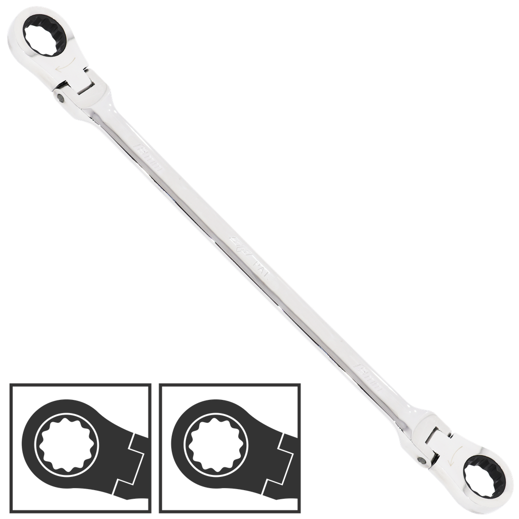 [SP17912] SPANNER EX LONG FLEX DOUBLE RING STAND OUT GEARDRIVE 12X13MM