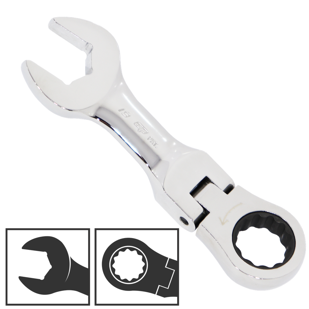 [SP17315] SPANNER ROE STUBBY FLEXHEAD GEARDRIVE METRIC 15MM