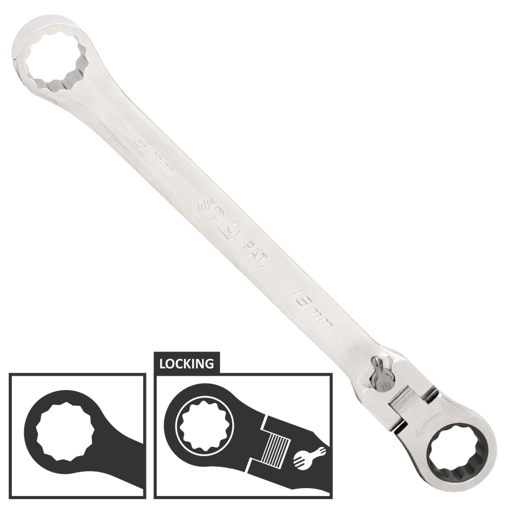[SP14032] SPANNER DOUBLE RING GEARDRIVE FLEX HEAD METRIC 12MM