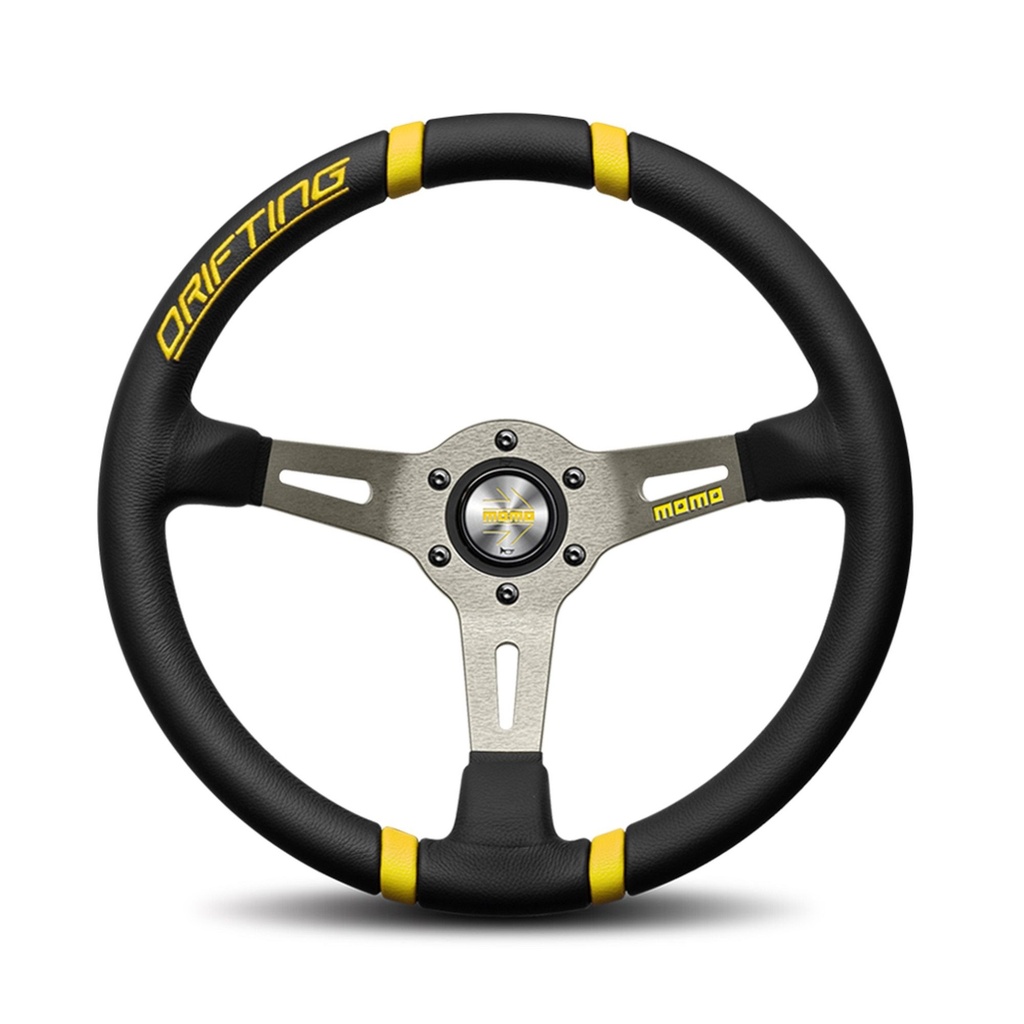 [7002002-3865412] Momo Drifting Steering Wheel (350mm, Blue / Yellow, Micro Fibre)