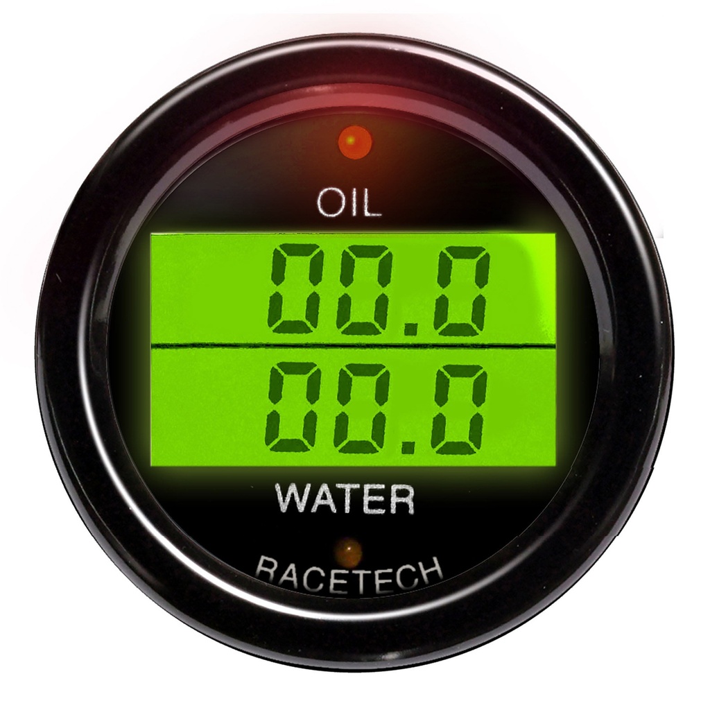 [246423-3430755] Racetech Oil Pressure - Water Temperature Dual Gauge (Black)