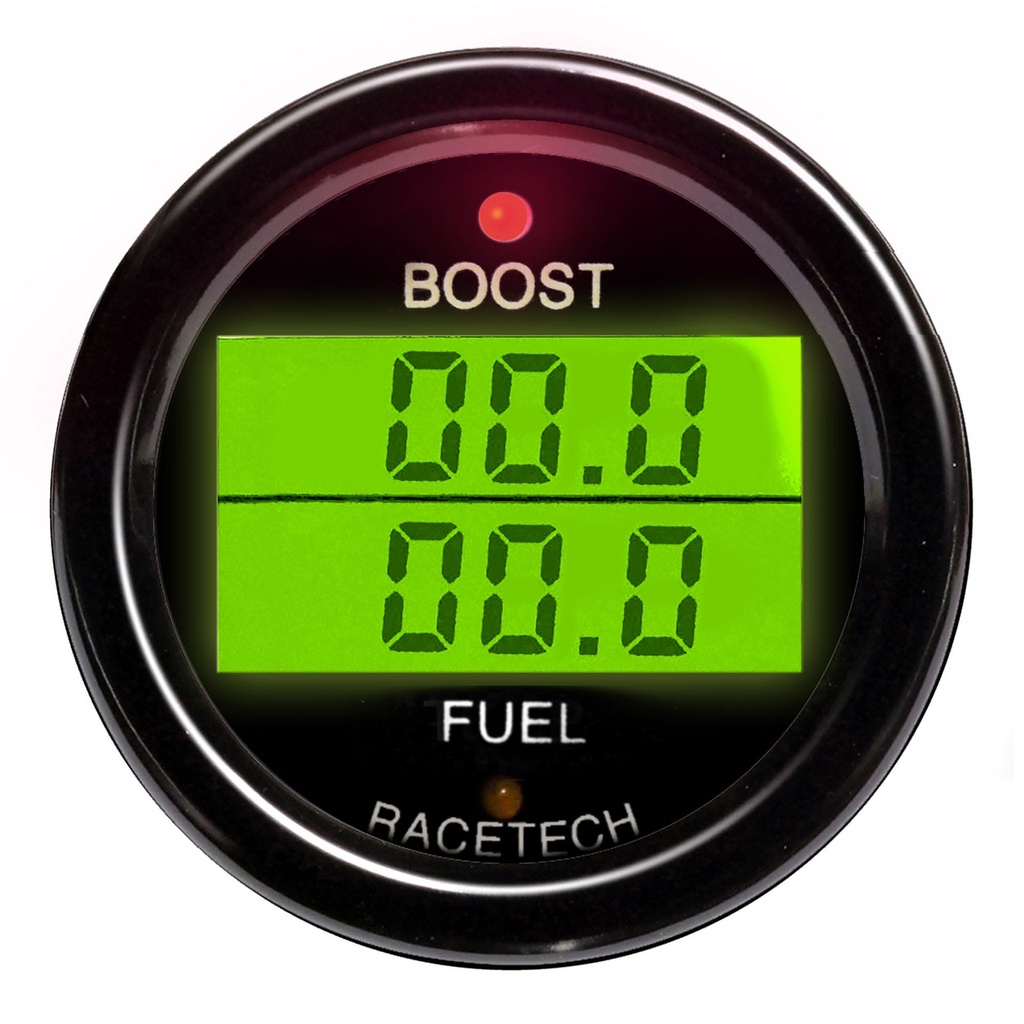 [246436-3430203] Racetech Turbo Boost - Fuel Pressure Dual Gauge (Black)
